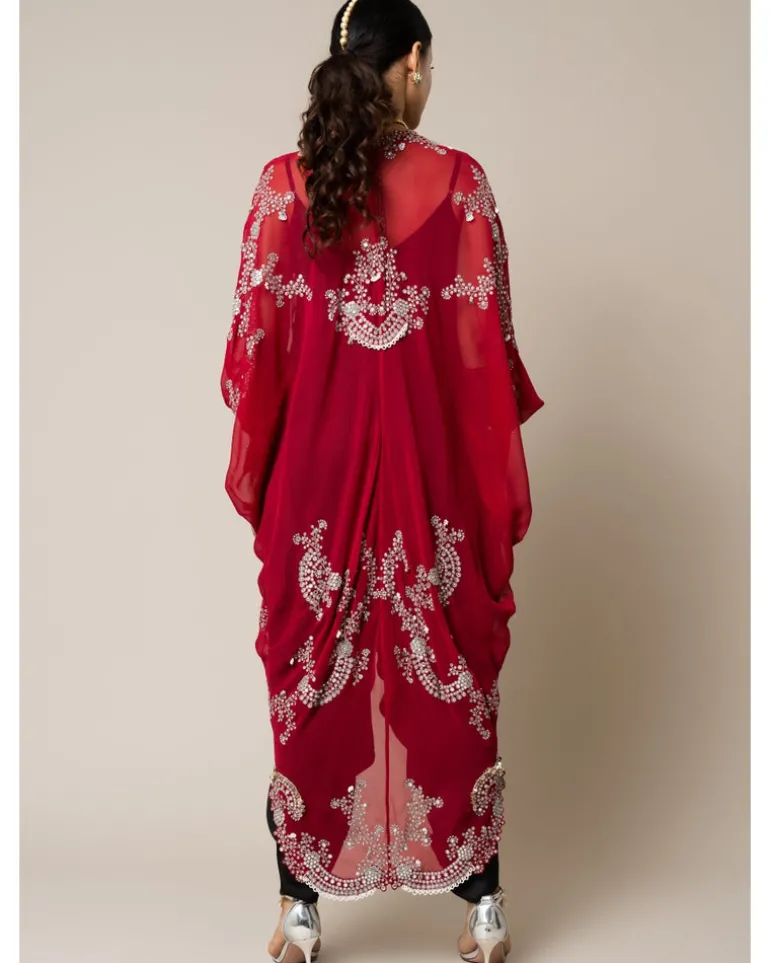 Burgundy & Black Gather Kite & Jumpsuit Set