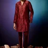 Burgundy Maple Leaf Kurta Set