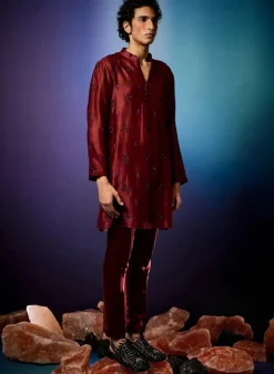 Burgundy Maple Leaf Kurta Set