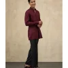 Burgundy Vertical Aari Short Kurta Set