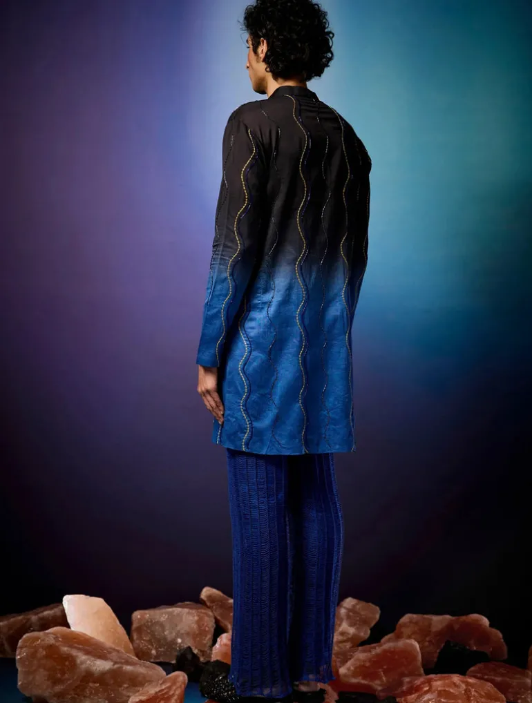 Cerulean Ombre Beaded Kurta Set