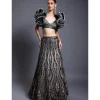 CF Applique Black and Gold Skirt Set