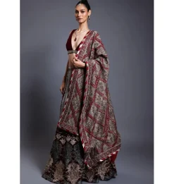 CF Applique Maroon Lehenga Set