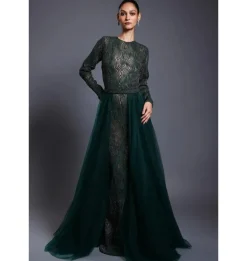 CF Drip Work Emerald Gown