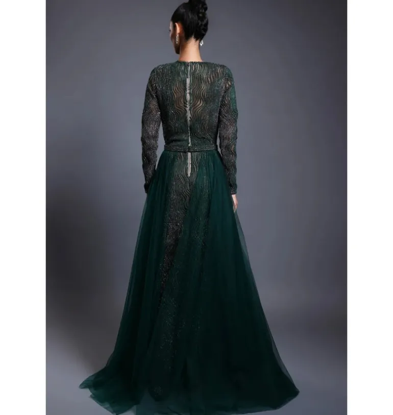 CF Drip Work Emerald Gown