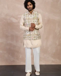 Champagne Bloom Nehru Jacket Set