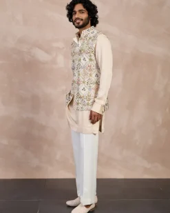 Champagne Bloom Nehru Jacket Set