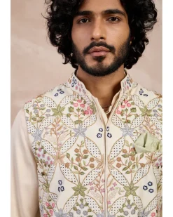 Champagne Bloom Nehru Jacket Set