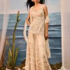 Champagne 3D Applique Sharara Set