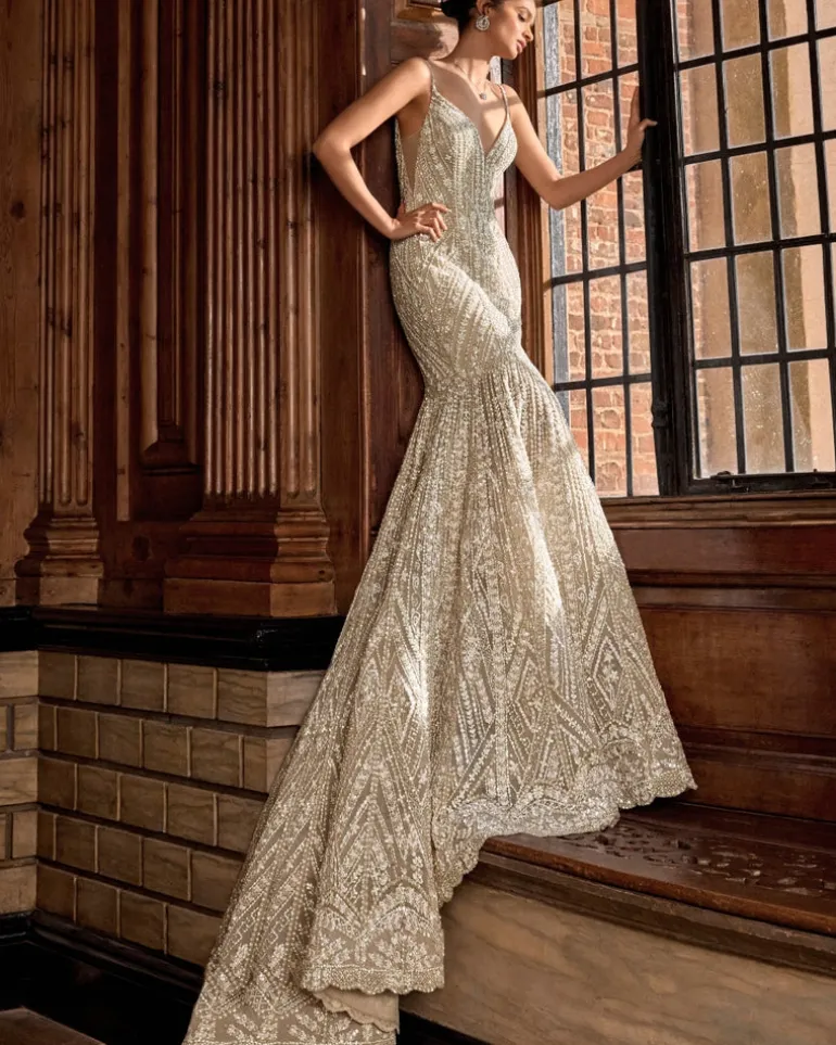 Champagne Sequin Fish Cut Gown
