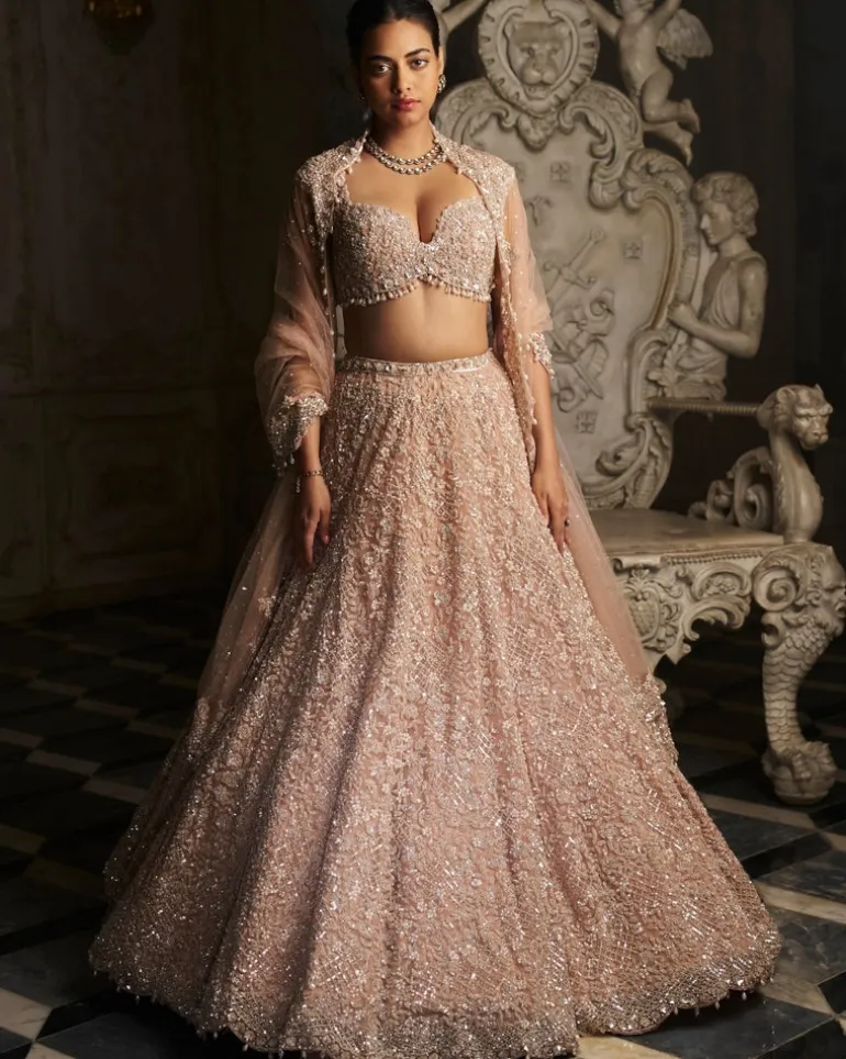 Champagne Sequin Lehenga Set