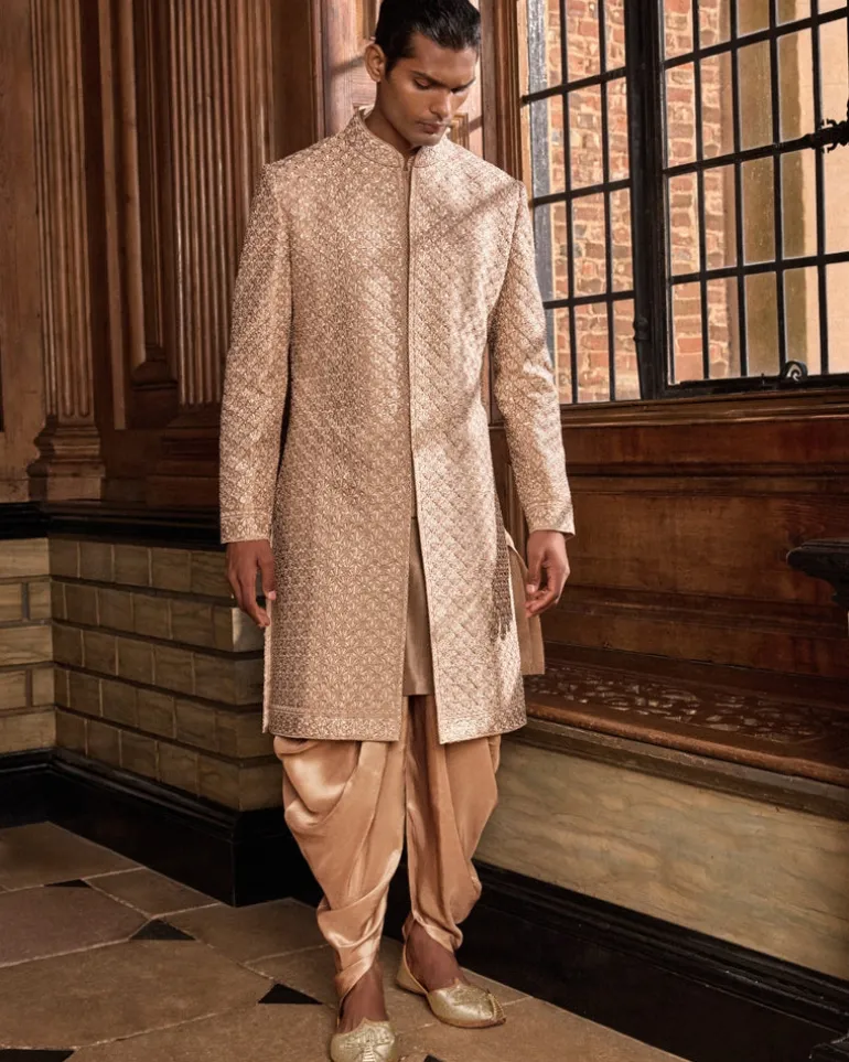 Champagne Thread Sequin Sherwani Set