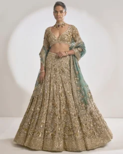 Champagne Zardozi Lehenga Set