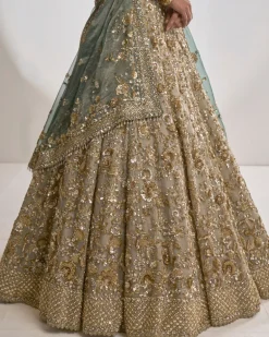 Champagne Zardozi Lehenga Set