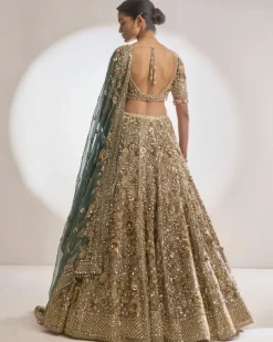 Champagne Zardozi Lehenga Set