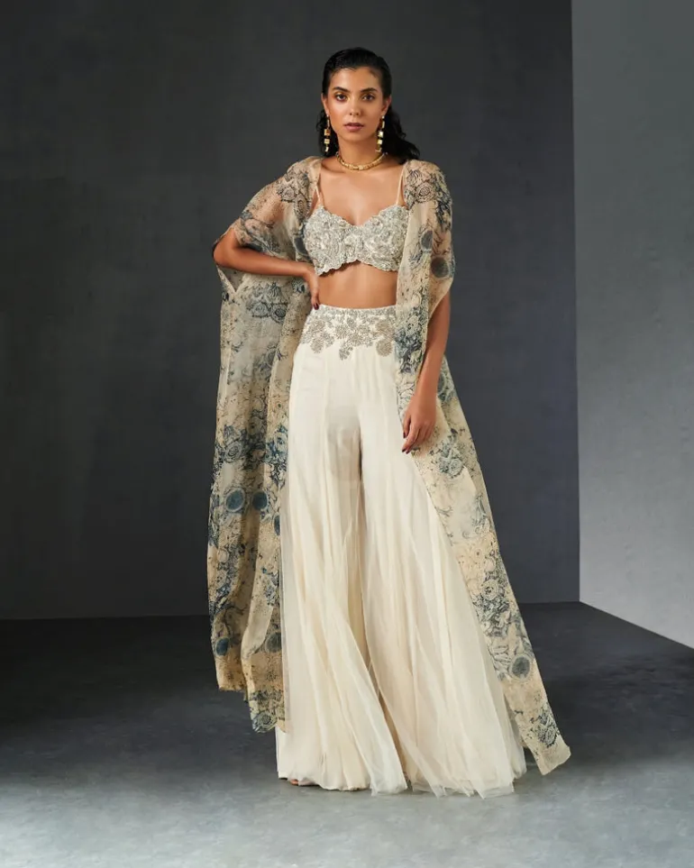 Champagne-Blue Cape Set