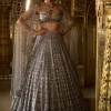 Charcoal Grey Sequin Lehenga Set