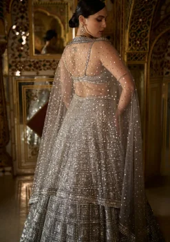 Charcoal Grey Sequin Lehenga Set