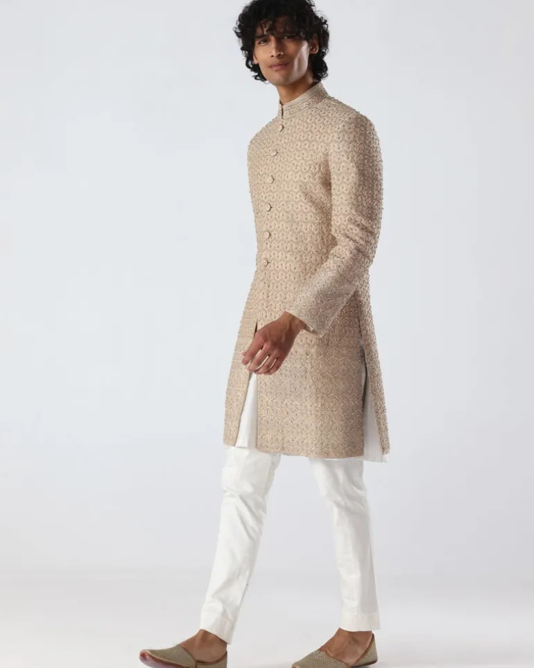 Chevron Embroidery Sherwani Set