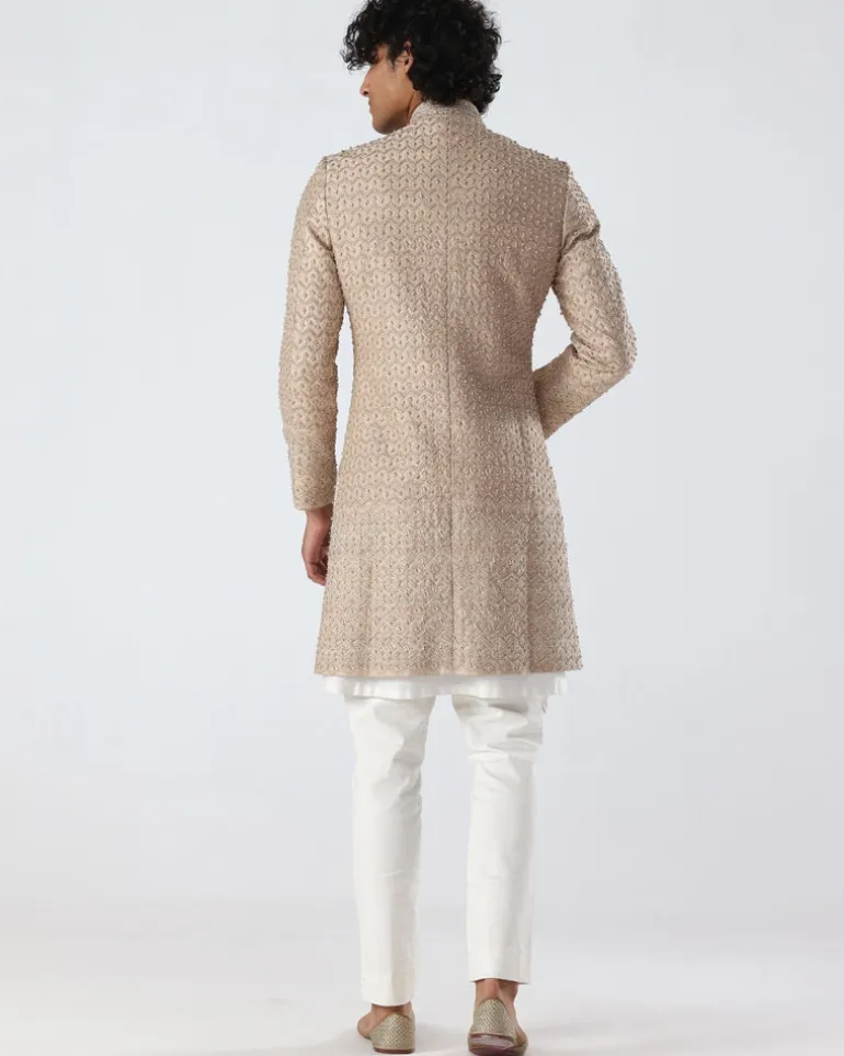 Chevron Embroidery Sherwani Set