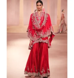 Chiniya Red Embroidered Sharara Set
