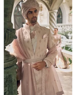 Cinnamon Rose Applique Embroidered Sherwani Set