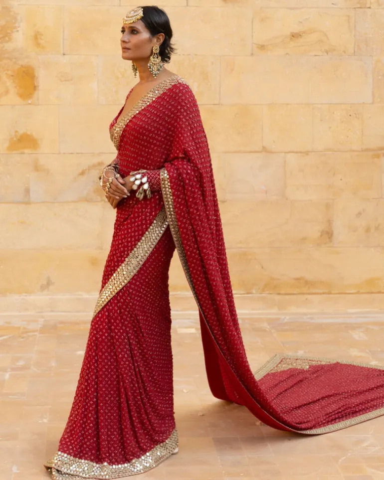 Classic Red Sequin Sari