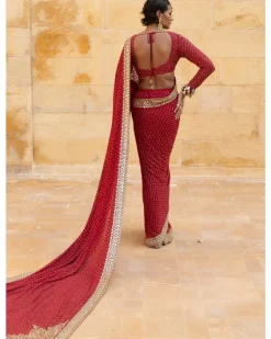 Classic Red Sequin Sari