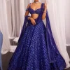 Cocktail Blue Sequins Embroidered Lehenga Set