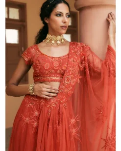 Cocktail Butterfly Tulle Drape Sari Set