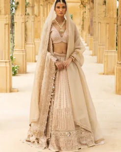 Coconut & Gold Bridal Embroidered Lehenga Set