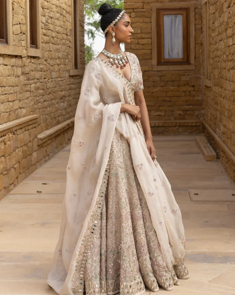 Coconut & Gold Lehenga Set