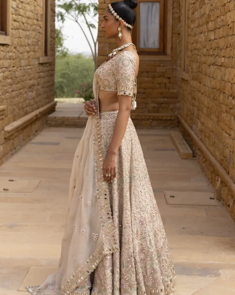 Coconut & Gold Lehenga Set