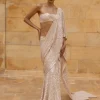 Coconut Embroidered Sequins Sari Set