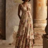 Coconut Pine Print Tiered Dress