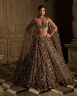 Coffee Chandelier Lehenga Set