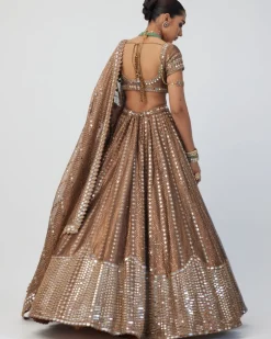 Copper Shimmer Organza Sequins Lehenga Set
