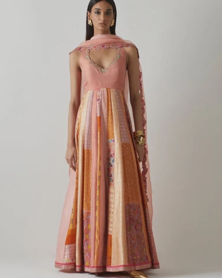 Coral Embroidered Anarkali Set