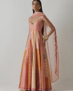 Coral Embroidered Anarkali Set