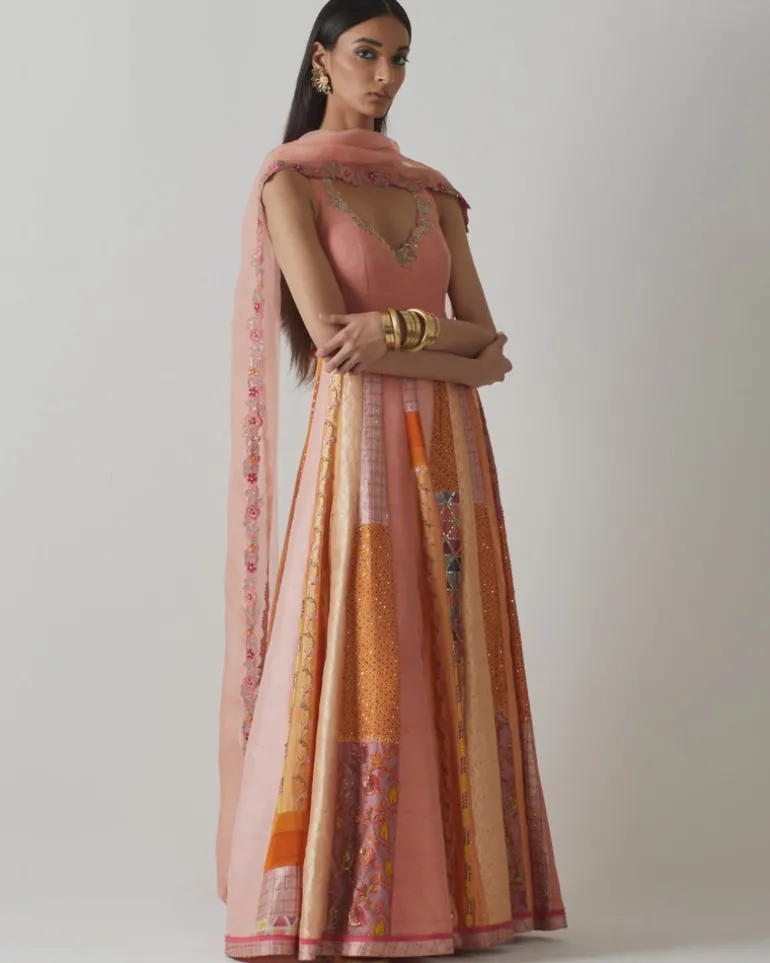 Coral Embroidered Anarkali Set