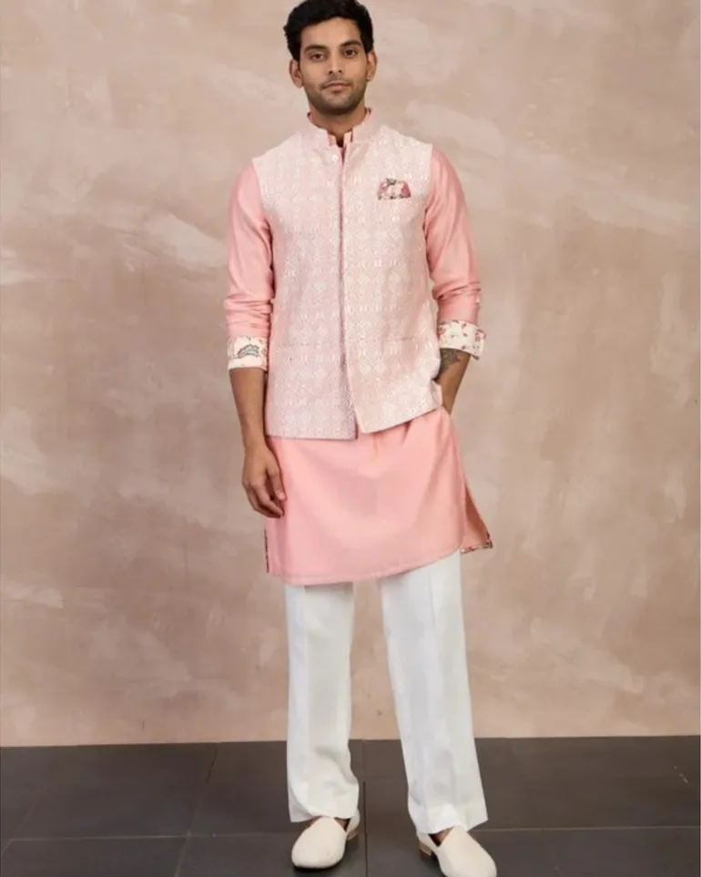 Cotton Candy Plain Chanderi Straight Kurta Set