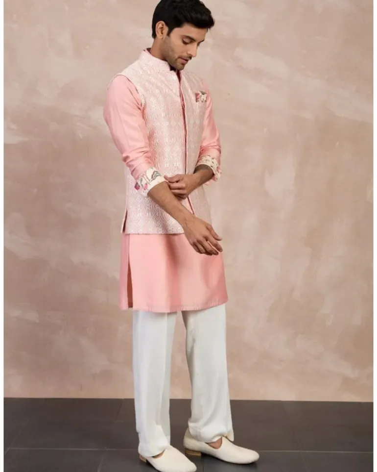 Cotton Candy Plain Chanderi Straight Kurta Set