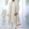 Cream & Gold Zari Sherwani Set
