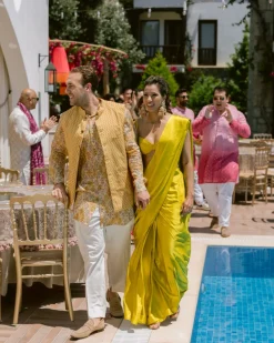 Cream and Yellow Gul Malai Cotton Kurta Pajama Set