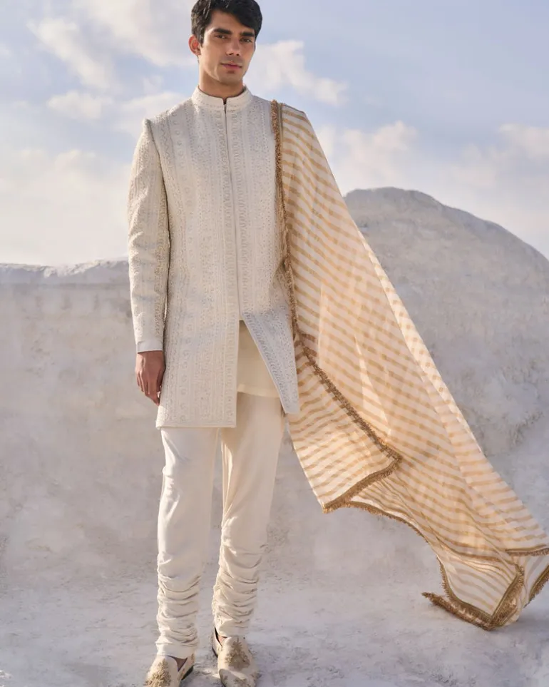 Cream Dori Sherwani Set