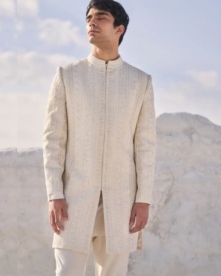 Cream Dori Sherwani Set