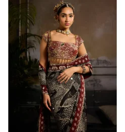 Crimson Eclipse Sari Set