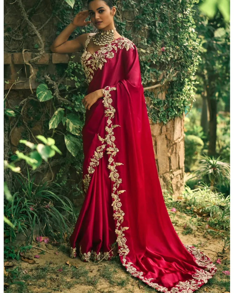 Crimson Red Sari Set