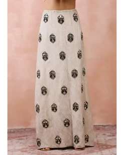 Crushed Dull Gold Embroidered Skirt Set