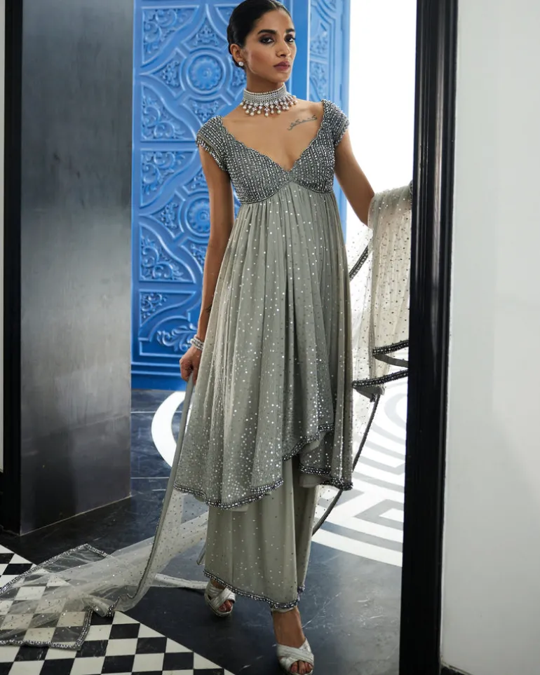 Crystal Grey Kurta Set